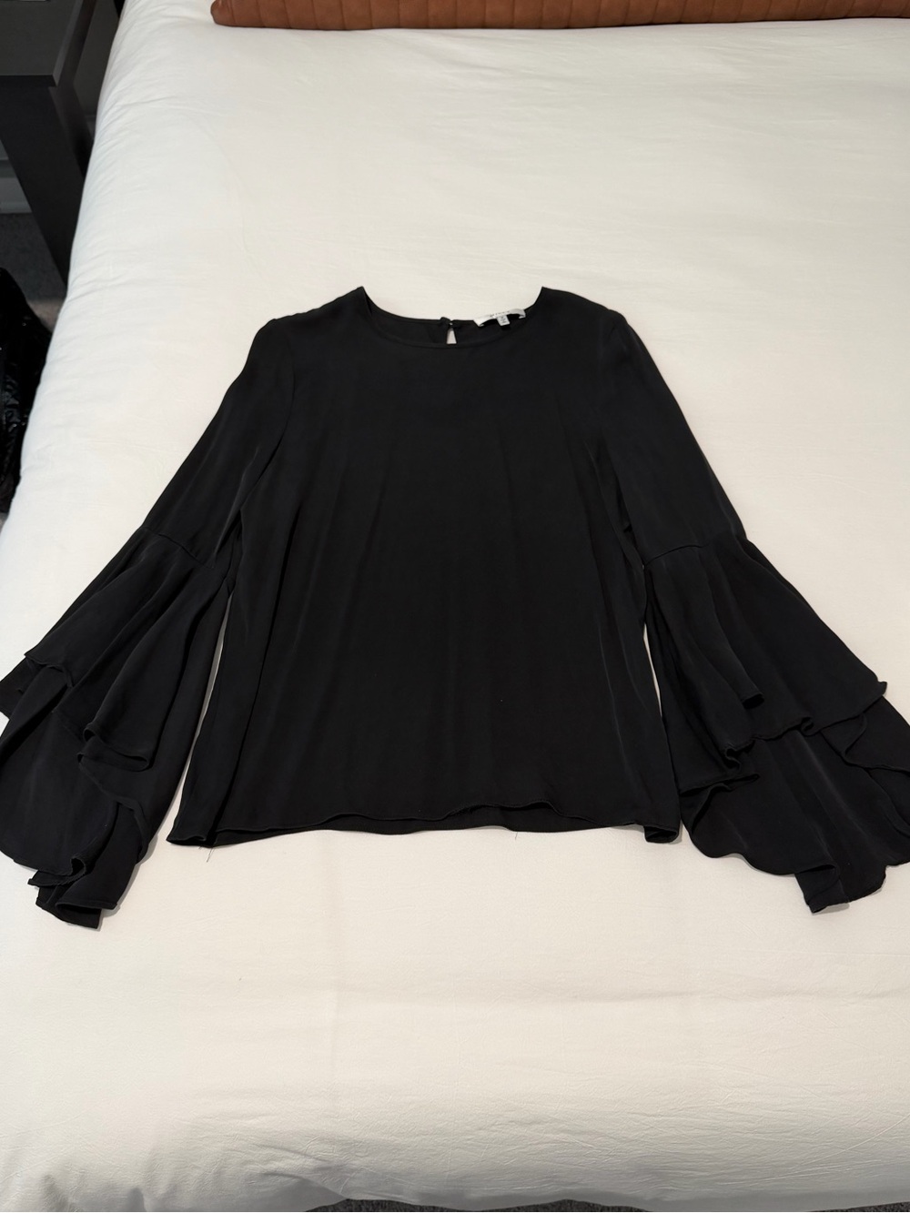 Milly Black Tiered Bell Sleeve Blouse